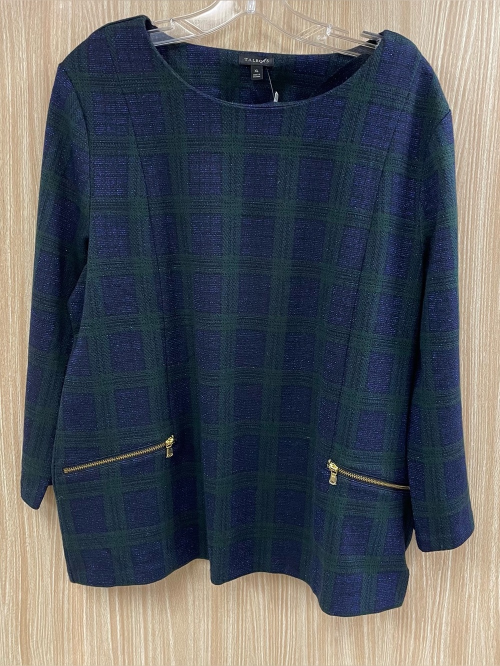 Talbots Blue Plaid Top Size XL